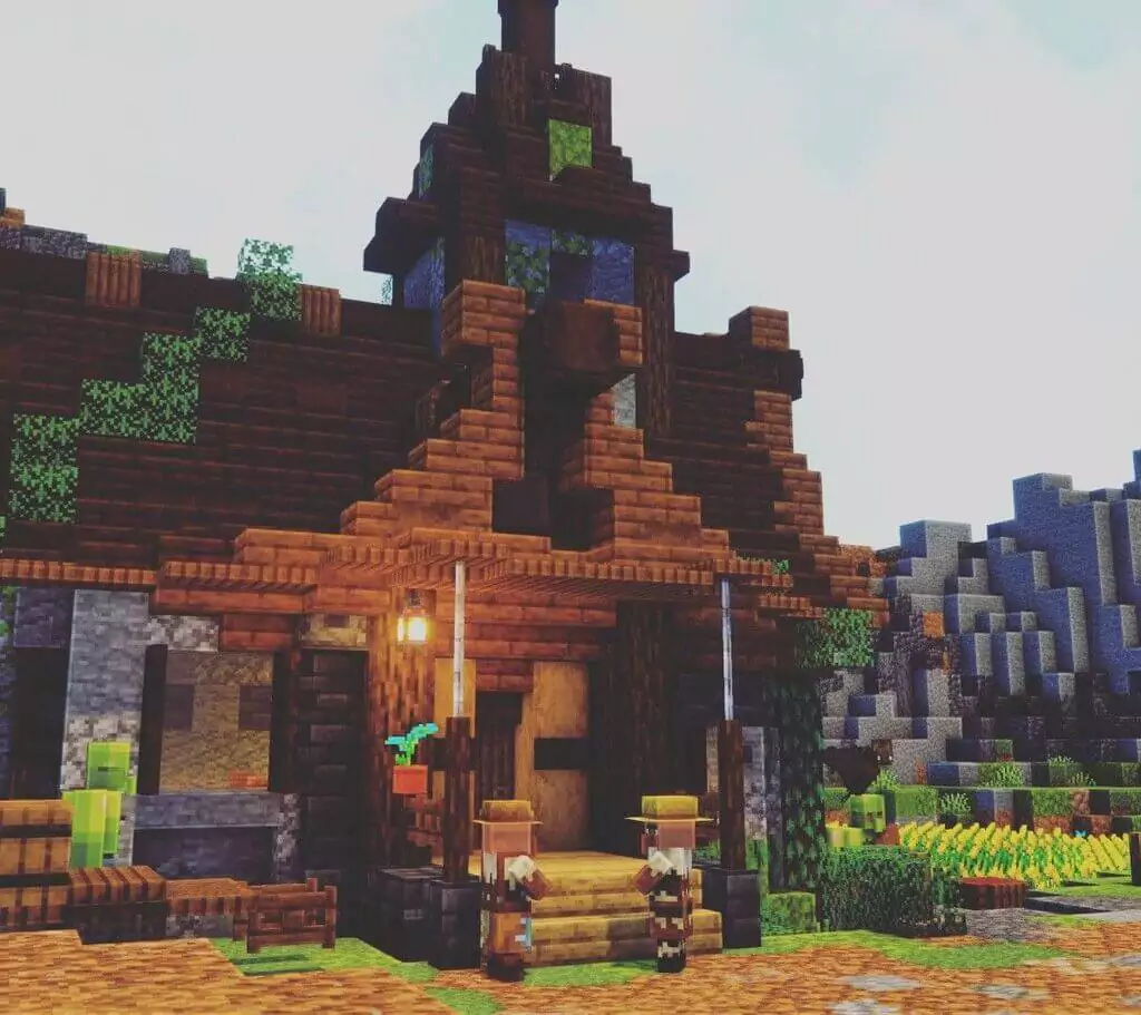 minecraft house on mountain