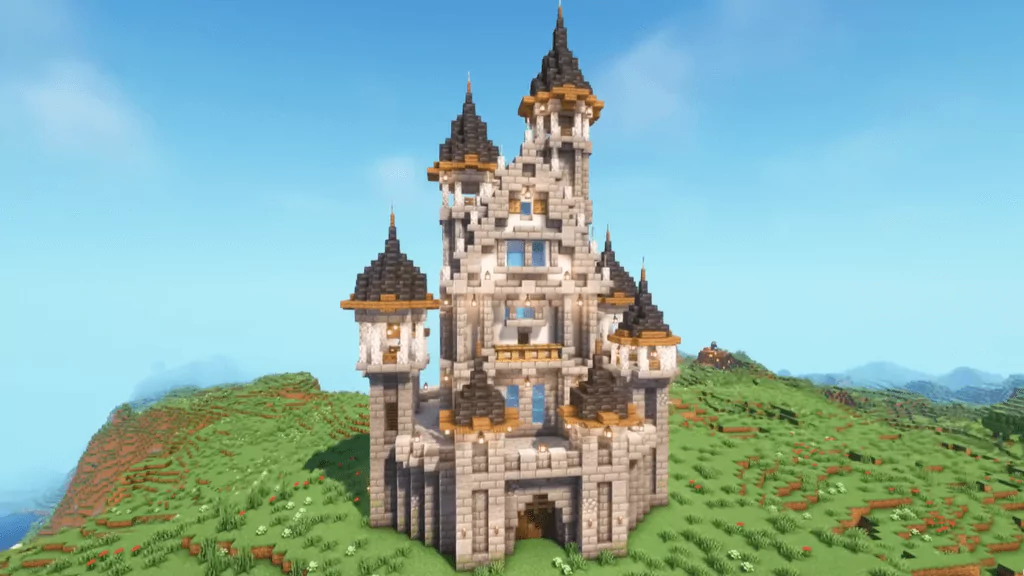 minecraft house on mountain