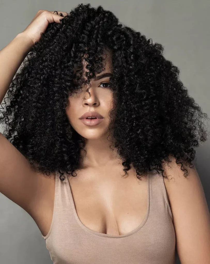corkscrew curls black hair