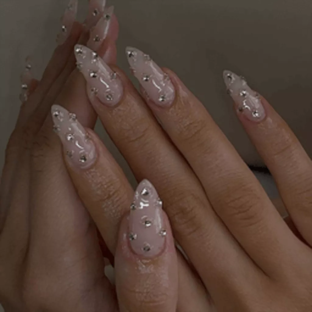 short french tip nails with design