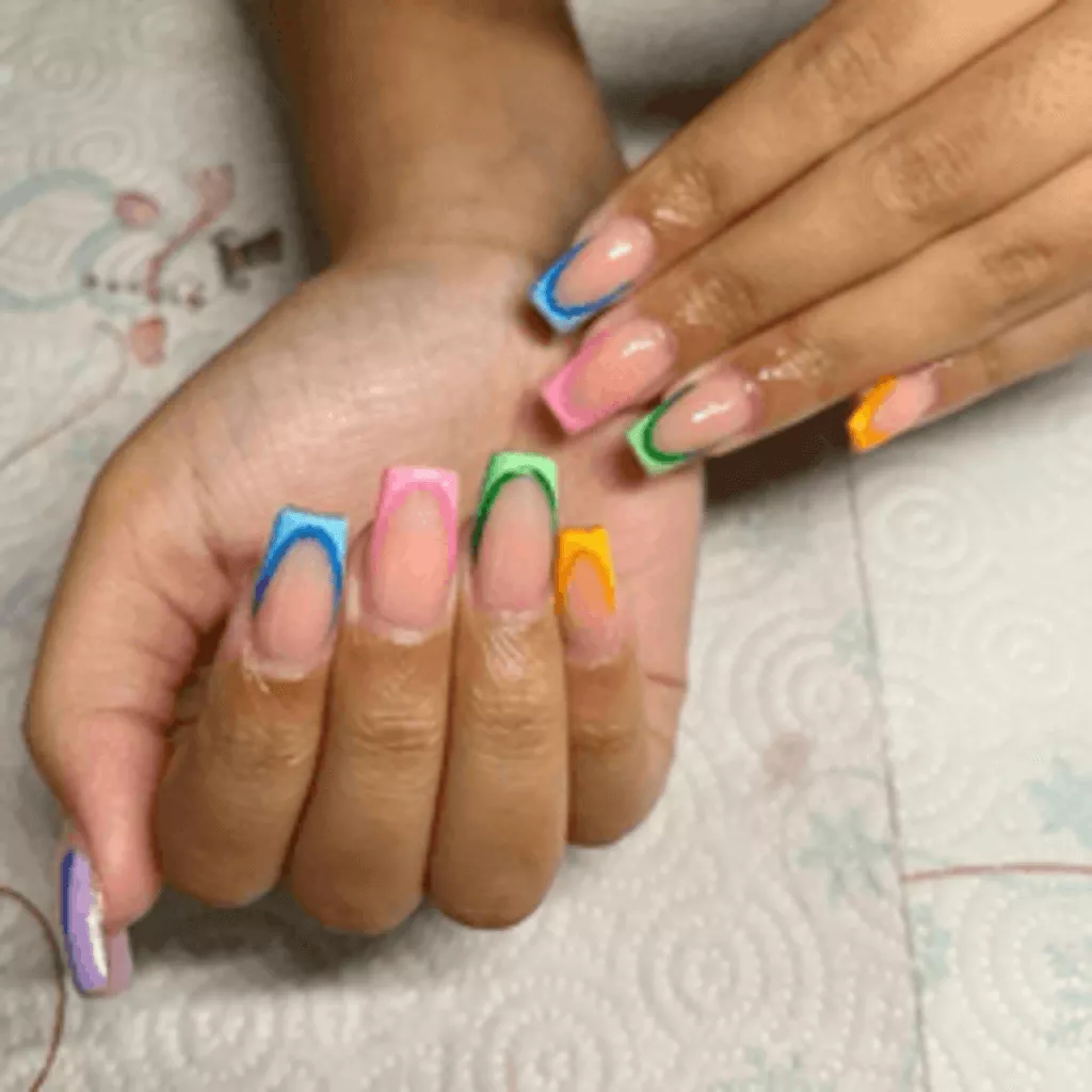 french tip nails with design