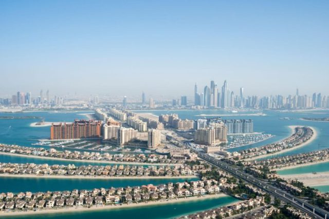 Aerial view of the Palm Island in Dubai
