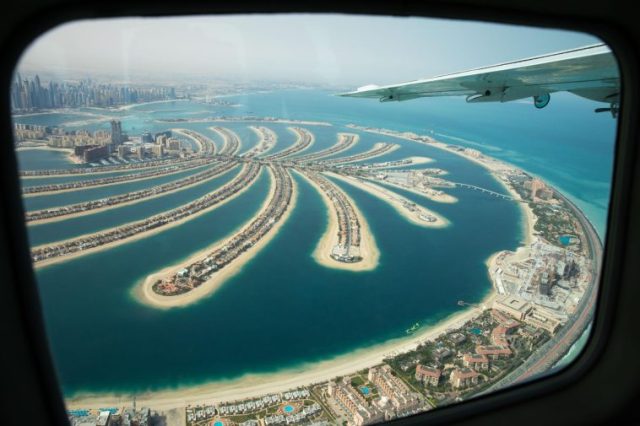 Aerial view of the Palm Jumeirah man made Island