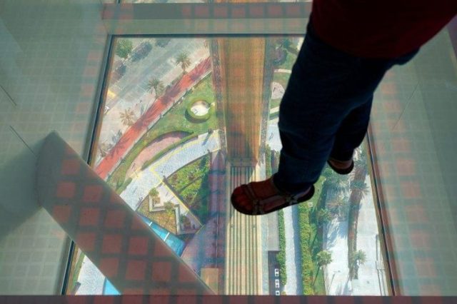 Breath taking glass floor of Dubai Frame UAE